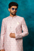 VASTRAMAY Men's Purple Pastel Embroidered Sherwani Set
